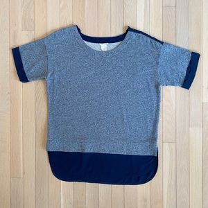 Club Monaco Short Sleeve Blouse with Silk Trim and Shoulder Snaps - size M